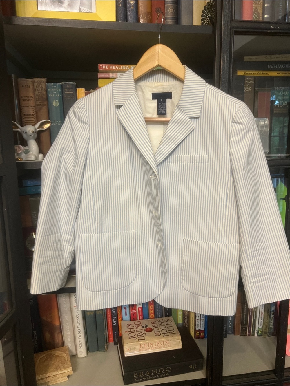 Seersucker Light Blue Stripped Suit Jacket